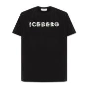 T-shirt met logo Iceberg , Black , Heren