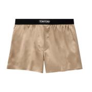 Zijden Boxer met Logo Patch Tom Ford , Beige , Heren