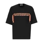 Zwarte katoenen T-shirt met contrasterend borduurwerk Lanvin , Black ,...