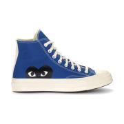 Hoge Sneaker in Blauw Canvas met Zwart Hart Comme des Garçons Play , B...