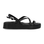 Zwarte Leren Sandaal Silia Ancient Greek Sandals , Black , Dames