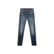 Indigo Stack Jeans - Slim Fit, Distressed Amiri , Blue , Heren