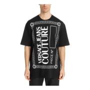 Gestreept Waterverf T-shirt met Logo Versace Jeans Couture , Black , H...