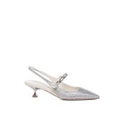 Zilveren Slingback Hakken met Strass Miu Miu , Gray , Dames