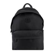 Waterdichte nylon rugzak met logo patch Moncler , Black , Heren