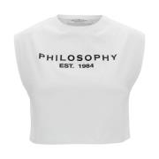Logo Print Wit T-shirt en Polo Philosophy di Lorenzo Serafini , White ...