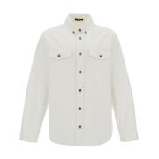 Witte Overhemd met Knoopsluiting Versace , White , Heren