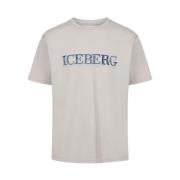 Lichtgrijze T-shirts Iceberg , Gray , Heren