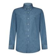 Blauwe Button-Down Overhemden met Multicolor Pony Borduursel Polo Ralp...
