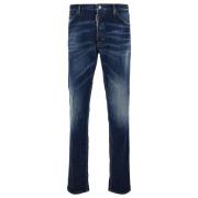 Blauwe Stretch Katoenen Denim Jeans Dsquared2 , Blue , Heren