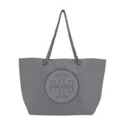 Grijze Nylon Tote Tas met Ketting Handvatten Tory Burch , Gray , Dames