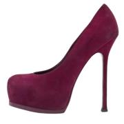 Pre-owned Suede heels Yves Saint Laurent Vintage , Purple , Dames