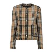 Vintage Check Cardigan Burberry , Beige , Dames