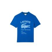 Heren Katoenen T-Shirt Lacoste , Blue , Heren
