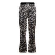 Zwarte Fluwelen Luipaardprint Broek Tom Ford , Black , Heren