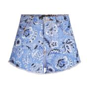 Blauwe Shorts met 3,5 cm Hak Etro , Blue , Dames