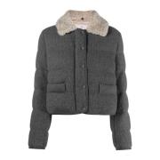 Grijze Gewatteerde Cashmere Jas Brunello Cucinelli , Gray , Dames