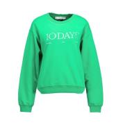 Stijlvolle Logo Sweater in Groen 10Days , Green , Dames