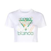 Gedrukte Crop T-Shirt Casablanca , White , Dames