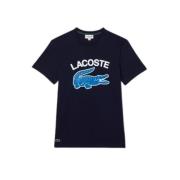 Heren Katoenen T-Shirt Lacoste , Blue , Heren