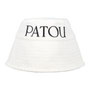 Witte Bucket Hat met Geborduurd Logo Patou , White , Dames