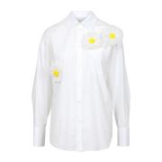 Witte Daisy Applique Shirt Msgm , White , Dames