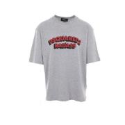 Grijze T-shirt met Badass Logo Print Dsquared2 , Gray , Heren