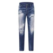 Slim-Fit Distressed Blue Jeans Dsquared2 , Blue , Heren