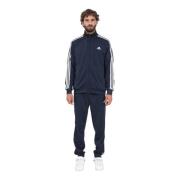 Casual blauwe tracksuit met 3 strepen Adidas , Blue , Heren