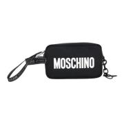 Zwarte en Witte Logo Tas voor Heren Moschino , Multicolor , Unisex