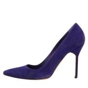 Pre-owned Suede heels Manolo Blahnik Pre-owned , Blue , Dames