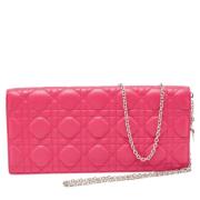Pre-owned Leather clutches Dior Vintage , Pink , Dames