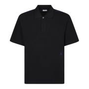 Contrasterend Logo Polo Shirt Burberry , Black , Heren