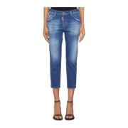 Cool Girl Cropped Denim Jeans Dsquared2 , Blue , Dames