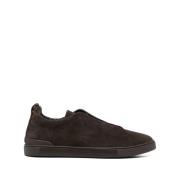 Bruine Leren Sneakers met XXX Logo Z Zegna , Brown , Heren