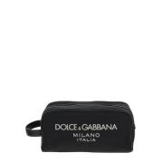 Nylon Logo Necessaire Tas Dolce & Gabbana , Black , Heren