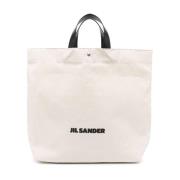 Witte tassen met leren afwerking en logo print Jil Sander , White , Da...