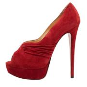 Pre-owned Suede heels Christian Louboutin Pre-owned , Red , Dames