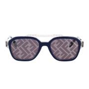 Glamoureuze geometrische zonnebril met blauw en grijs montuur Fendi , ...
