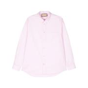 Double-G Geborduurd Katoenen Overhemd Gucci , Pink , Dames