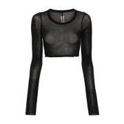 Zwarte Ronde Hals Lange Mouwen Shirt Rick Owens , Black , Dames