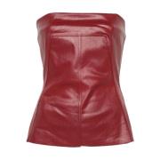 Rode Coated Denim Bustier Top Rick Owens , Red , Dames