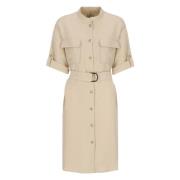 Beige Linnen Jurk Woolrich , Beige , Dames