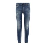 Premium Blauwe Katoenen Denim Jeans Dolce & Gabbana , Blue , Heren