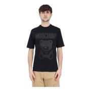 Heren Zwart Organisch Katoenen Teddy Bear Print T-shirt Moschino , Bla...