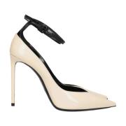 Witte Leren Pumps met Gespsluiting Saint Laurent , White , Dames