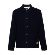 Navy Blauwe Wollen Jas A.p.c. , Blue , Heren