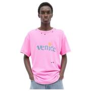 Distressed Venice T-Shirt ERL , Pink , Heren