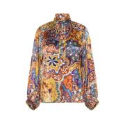 Thierry Zijden Satijnen Blouse Momoni , Multicolor , Dames