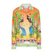Stijlvolle Oranje Trophy Print Overhemd Casablanca , Orange , Heren